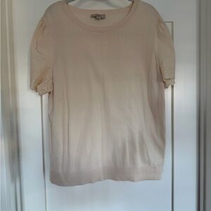 LOFT Cream Eyelet Puff Sleeve Top